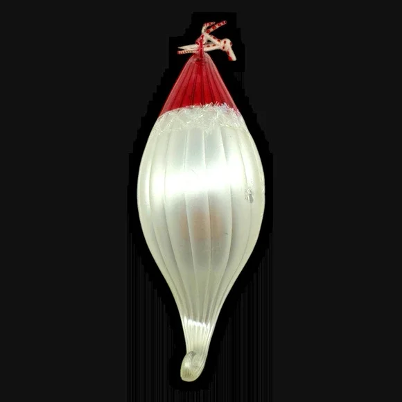 Santa Claus Head & Hat Christmas Ornament Blown Glass Rhinestone Whimsical - Picture 5 of 9